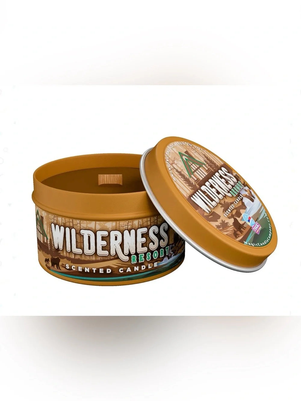 Wilderness Disney Resort Scented Candle - Brown & Teal Tin. NWOT.